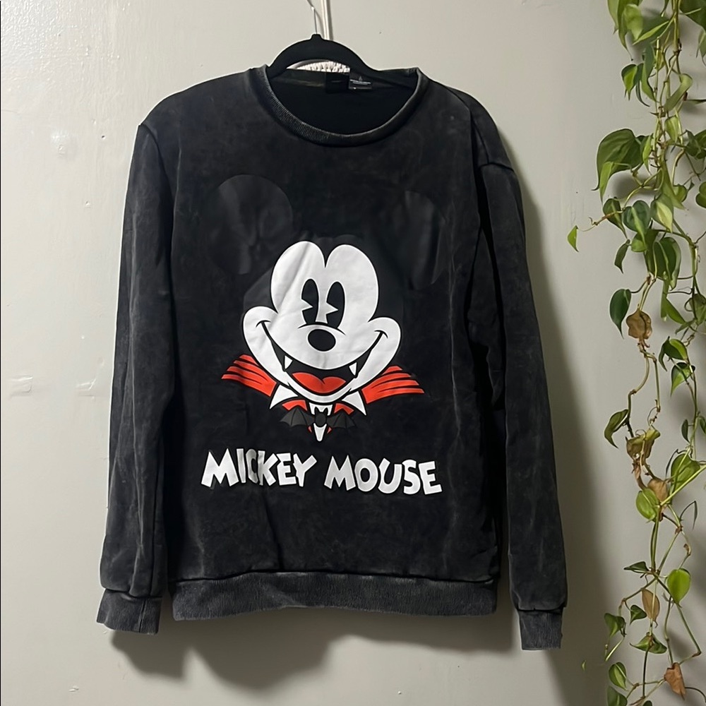 Disney Women's Black Mickey Mouse Crew Neck Sweater